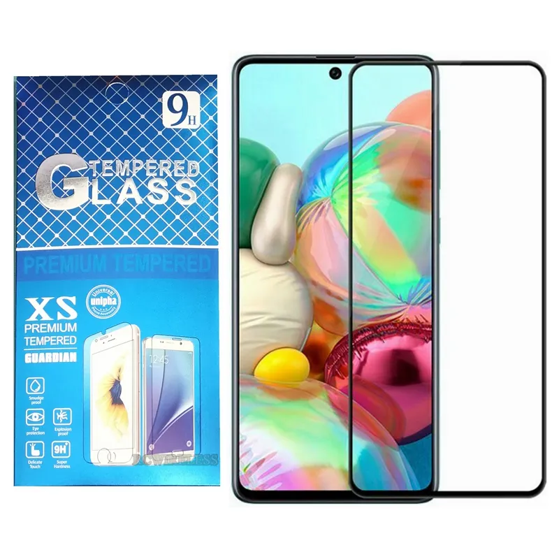 Zwart Frame Volledige Dekking Screen Protector Voor Samsung A14 5G A53 A33 A23 A13 A73 A52s A03s A32 4G A12 Volledige Lijm Gehard Glas