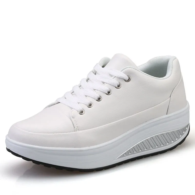 Hot Sale-Soft Microfiber Vamp Fitness Shoes White Lace-up Women Sneakers Leggero femminile Hot Basket Femme