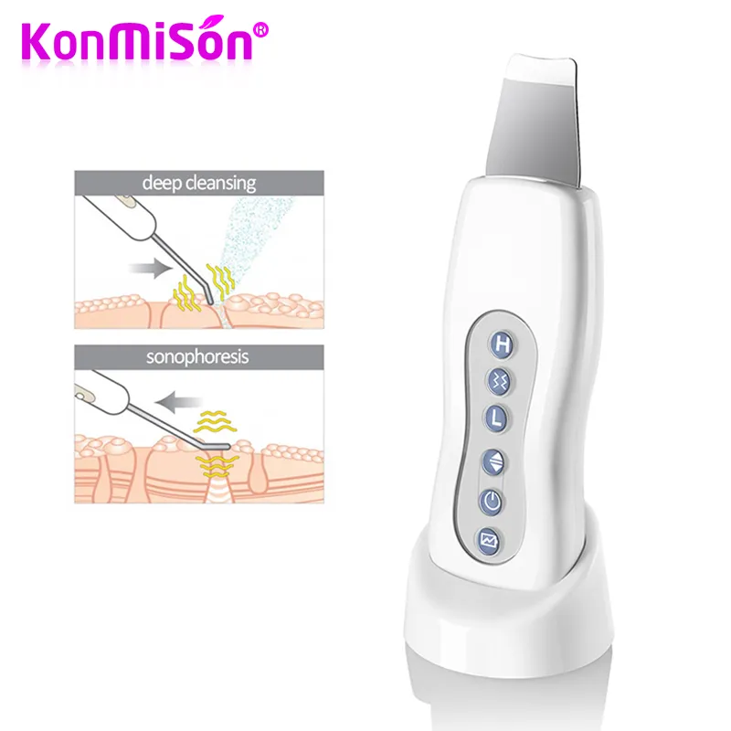 Konmison Ultrasonic Skin Scrubber Cleanser Face Cleansing Machine Acne Removal Facial Massager Ultraljud Peeling Clean Tone