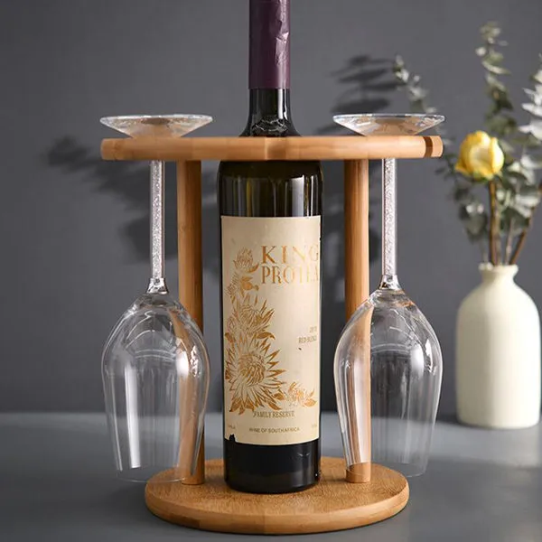 Creative bamboo wine glass cup holder household goblet wine glass upside down rack