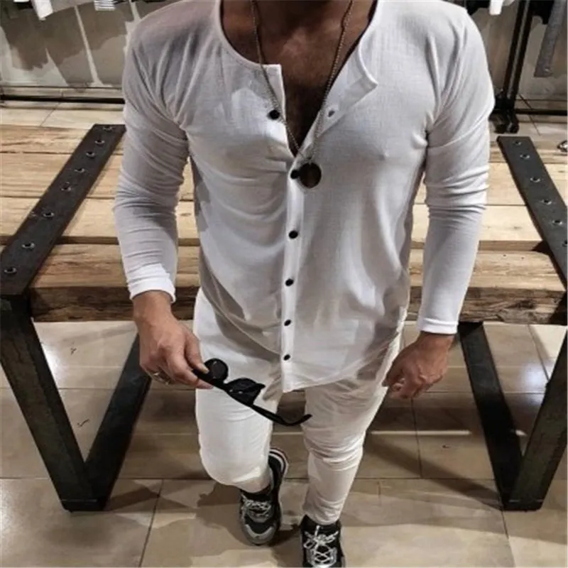 Acquistare 2019 Autunno Nuovo Camicia Di Lino Da Uomo Slim Fit Manica Lunga  Camicia Di Lino Top Maschili Color Solido Verde In Cotone Camicie In Lino M  3XL Economico | Consegna Veloce