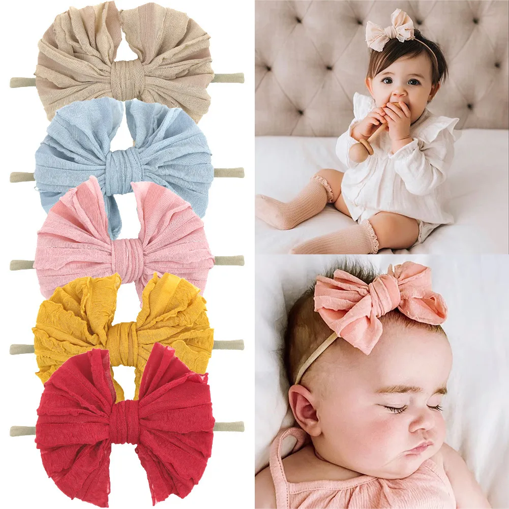 15563 Baby Meisjes Bow Knoop Hoofdband Kids Bowknot Hairband Sweet Children Soft Bandanas Hoofdband