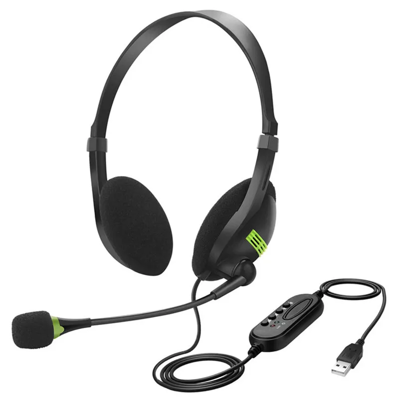 USB Headset with Microphone Noise Cancelling Computer PC Headset Lightweight Wired Headphones for PC Laptop Mac School Kids Call Center