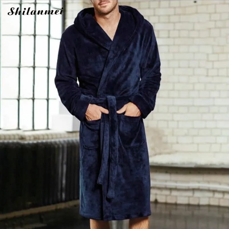 Mens Winter Kimono Bathrobe Warm Long Macys Mens Robes For Sleeping, Night Dressing Gown For