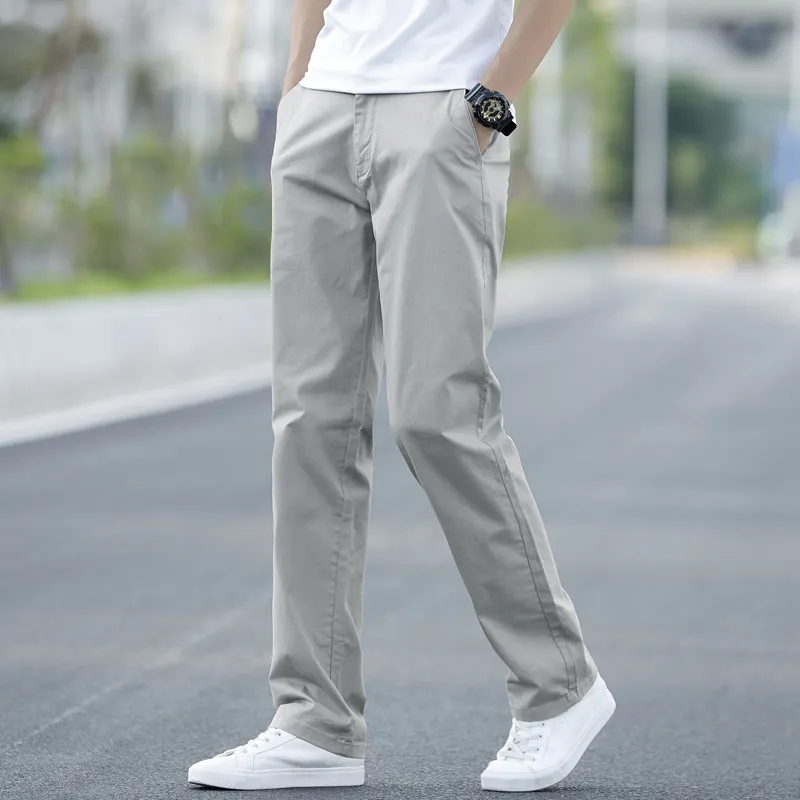 Pantalon Homme Pantalones Verano Hombre Casual Fitness Chinos Moda Khaki  Gris Pantalones Negros Más 40 42 44 Hombres Slim pantalón recto