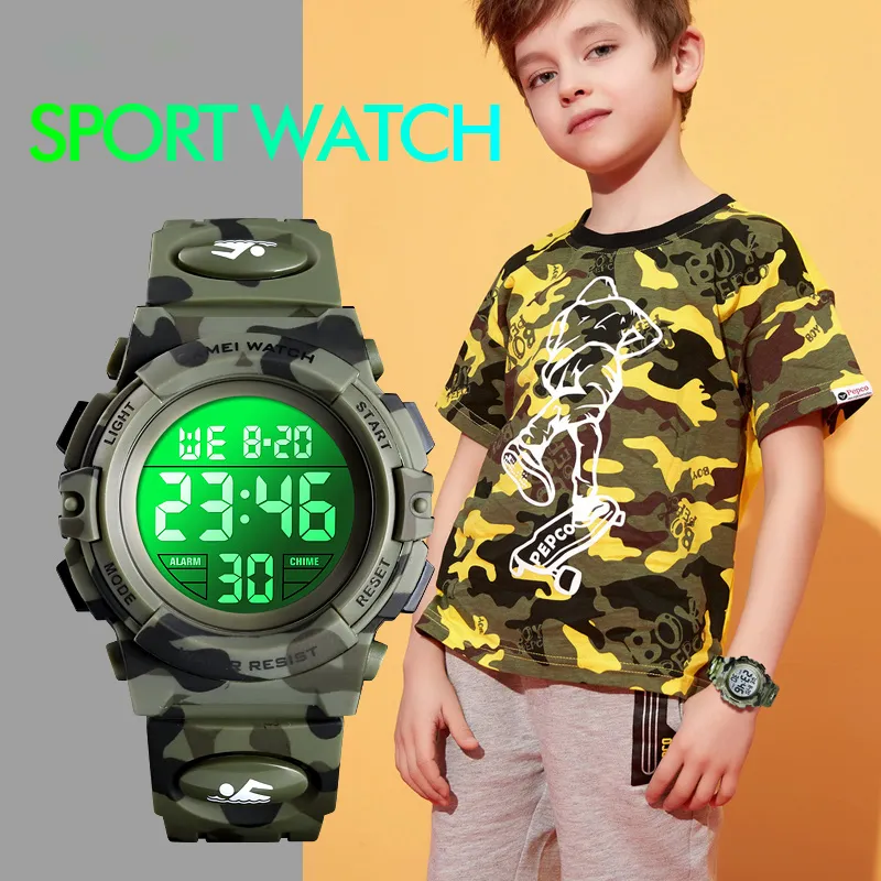 Orologi sportivi militari per bambini Orologio da polso elettronico impermeabile 50M Cronometro Orologio digitale per bambini per ragazze