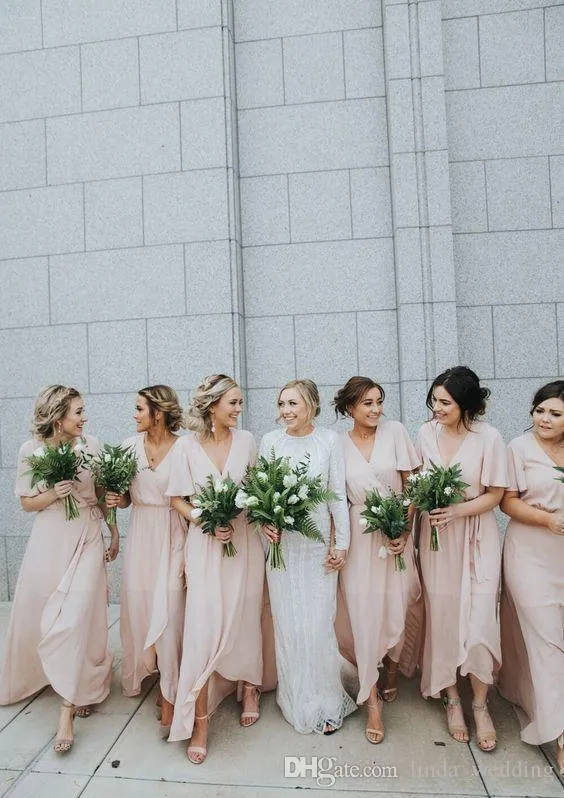 homecoming dresses beaded top Mixed Boho Beach Summer Beige Bridesmaid Dresses main image 1