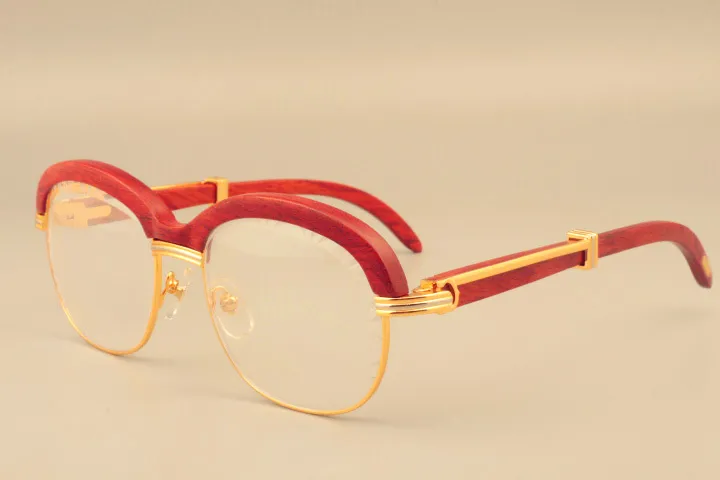 2019 novos óculos de madeira natural de alta qualidade, padrão de gravura em forma de armação de madeira com armação em forma de lente quadro de óculos 1116728 Tamanho: 60-18-135mm