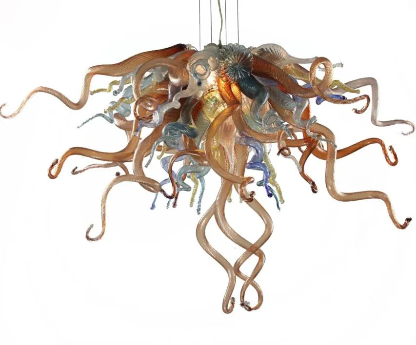 Lampor Elegant Retro Konst Glaslampa Twisted 100% Mouth Blown Turkiet Style Chandelier Lighting