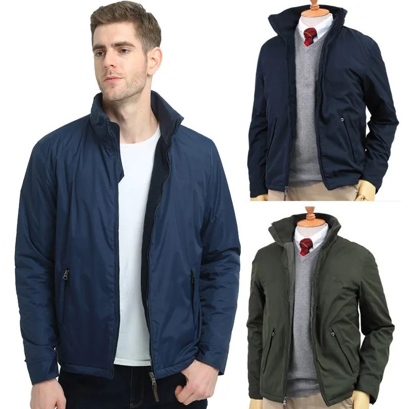 Chaqueta cortavientos para hombre, forro polar en el interior, cálido, grueso, sombrero de piel, cuello a prueba de agua, prendas de vestir exteriores de nailon, estilo corto para hombre