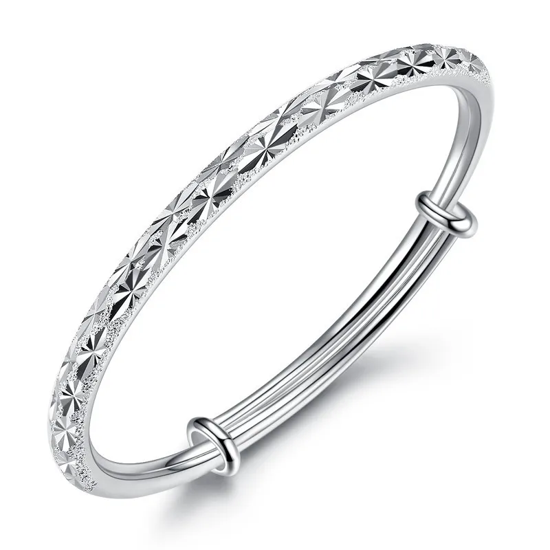 Sprzedaż hurtowa-Full Star 999 Sterling Silver bransoletka kobieta gwiaździste srebrne bransoletki biżuteria srebrna Push Pull biżuteria ręczna prezent na walentynki