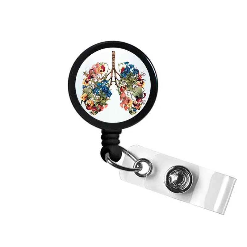 Abstract Flower Lung ID Badge Reel Holder Clip For Nurses With Retractable  RT Pulmonary Support From Biasone, $25.55