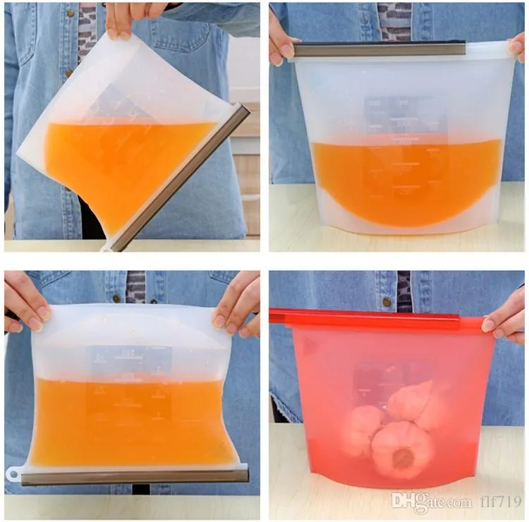 2019 novo Reutilizável Silicone Food Preservation Bag Selo hermético Food Storage Container Versátil Saco de Cozinha Frete Grátis