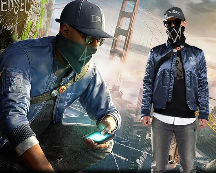 Game Watch Dogs 2 Marcus Holloway Long Sleeve Jacket Mens Cosplay