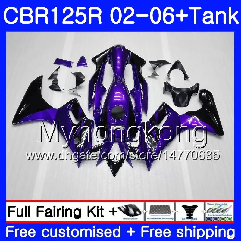 Kropp + Tank Lila Svart Varm för Honda CBR-125R 125CC CBR125RR CBR125R 02 03 04 05 06 272HM.7 CBR 125 R 125R 2002 2003 2004 2005 2006 FAIRING