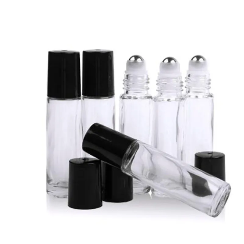 Bästa pris 10ml Clear Glass Roller Ball Glasflaska Tomma Fragrance Parfym Essential Oljevals på Flaskor 5000PC / Lot