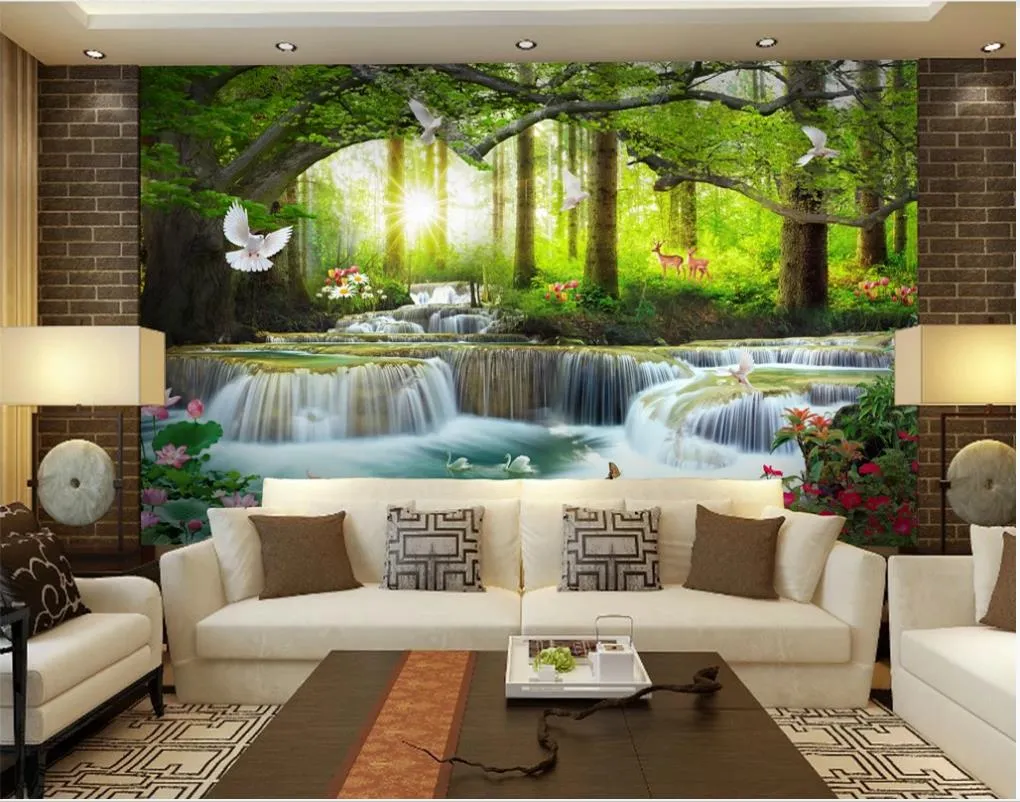 Forest Deer Butterflies Wallpaper - Custom Size Wall Murals Self - View #8