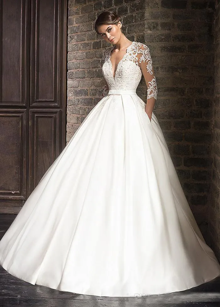 Vintage White Lace Wedding Dress with 3/4 Long Sleeves and Covered Button Back from Dhgate A-Line Wedding Dresses - price 126.19 Vintage White Lace Wedding Dress with 3/4 Long Sleeves and Covered Button Back from Dhgate A-Line Wedding Dresses - price 126.19