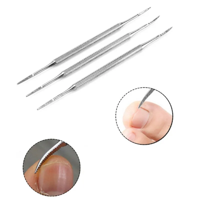 Cuticle Pushers Satin Edge Ingrown Toe Nail Lifter Stainless File Double Ended Pedicure Tool