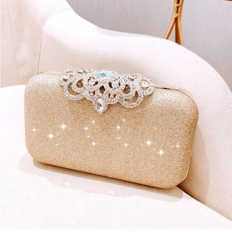 Shining Rhinestones Flap Bridal Handväskor Solid Kopplingar För Bröllop Smycken Fiver Färger Prom Evening Party Shoulder Bag