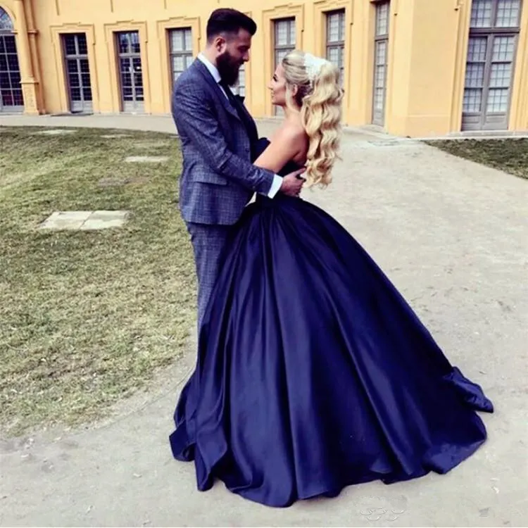 dark blue wedding dress