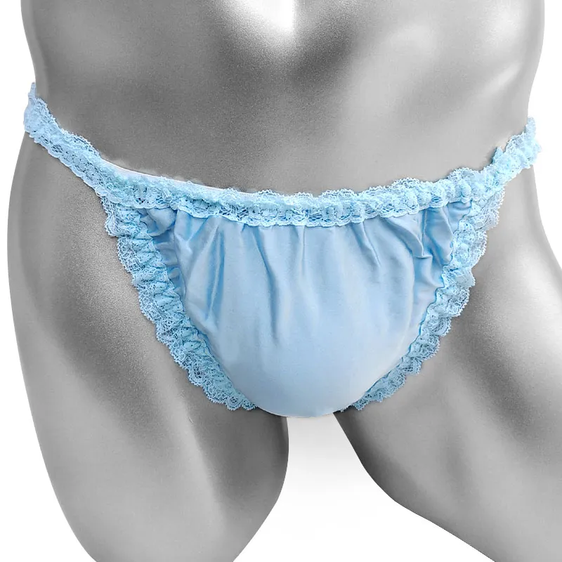Softy Seda Sissy Bolsa Calcinhas Ruffles Lace Briefs Underwear