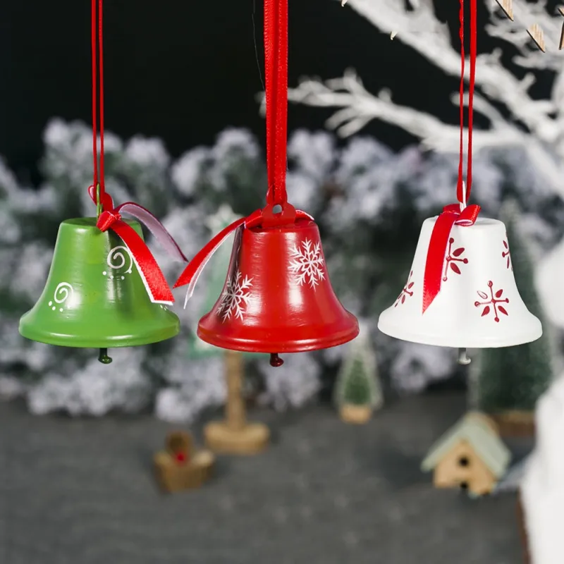 Árvore de Natal Jingle Bell,Pingentes de sino de Natal de ferro Jingle  Bells com corda pendurada - Pingente de árvore de Natal de rena de neve  para