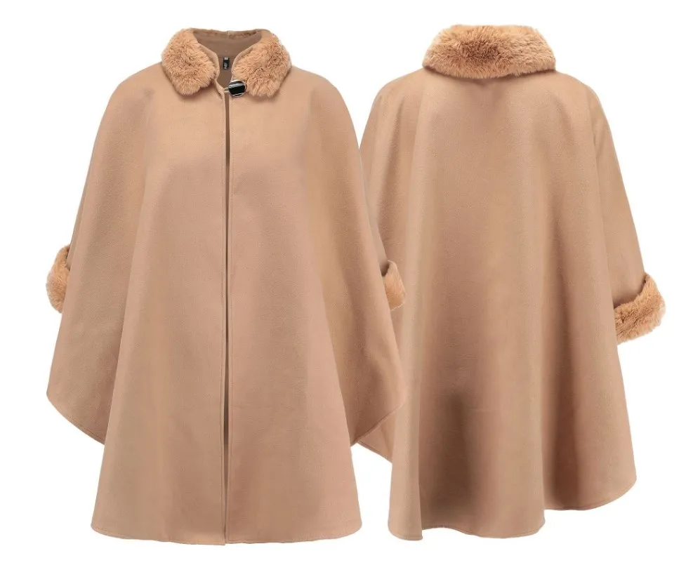 Korean Fashion Sleeveless Woolen Coat With Fox Fur Collar