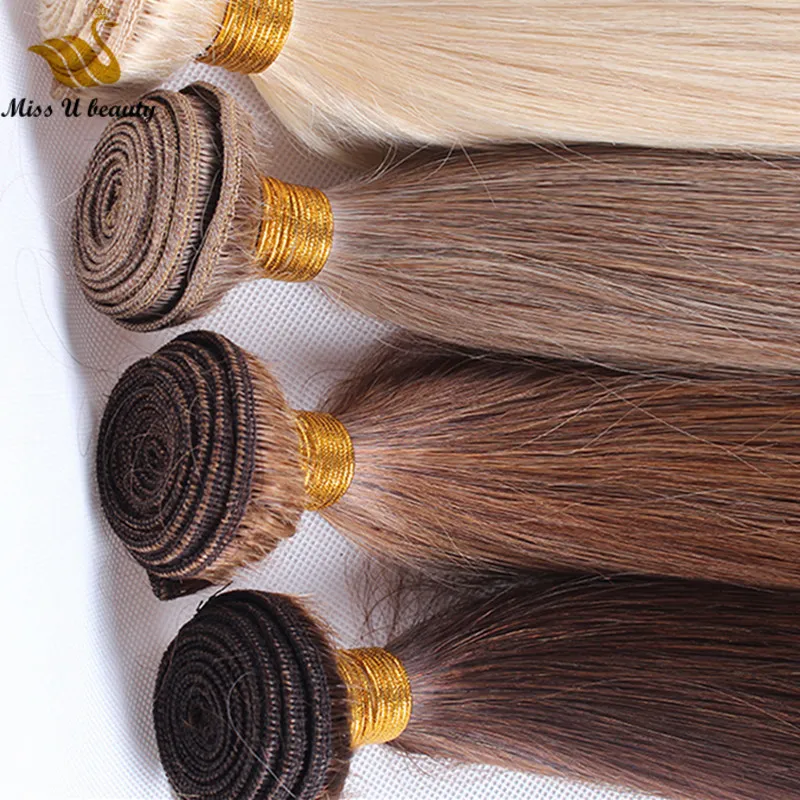 Brazilian HumanHair Bundles 1 Bundle Brown Color HairWeaves Weft Colored Extensions Remy Hair Blonde Red Wine 99J