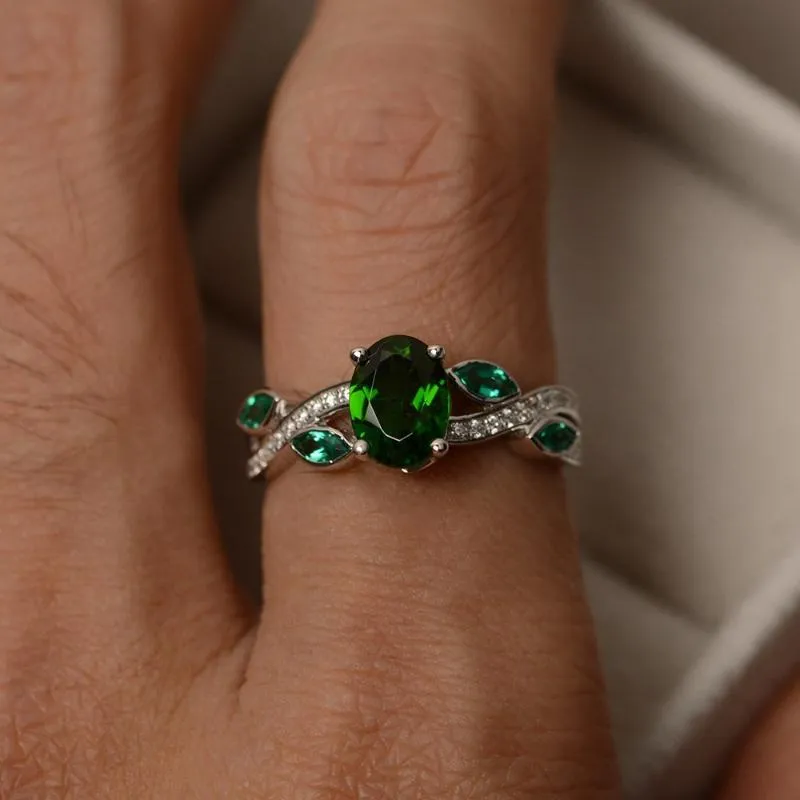 Emerald Stone Natural Ring 14k | Natural Diamond Ring 14k | Zircon Emerald  Ring - 14k - Aliexpress