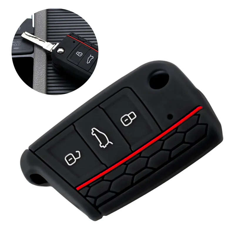 Silicone Car Key Cover Case Flip Key Cap Remote Control for Volkswagen ...