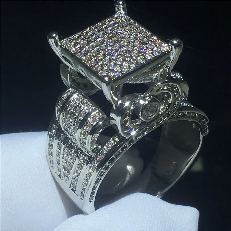 Majestic Sensation ring 925 Sterling silver pave setting Diamond Cz Engagement wedding band rings for women men Jewelry