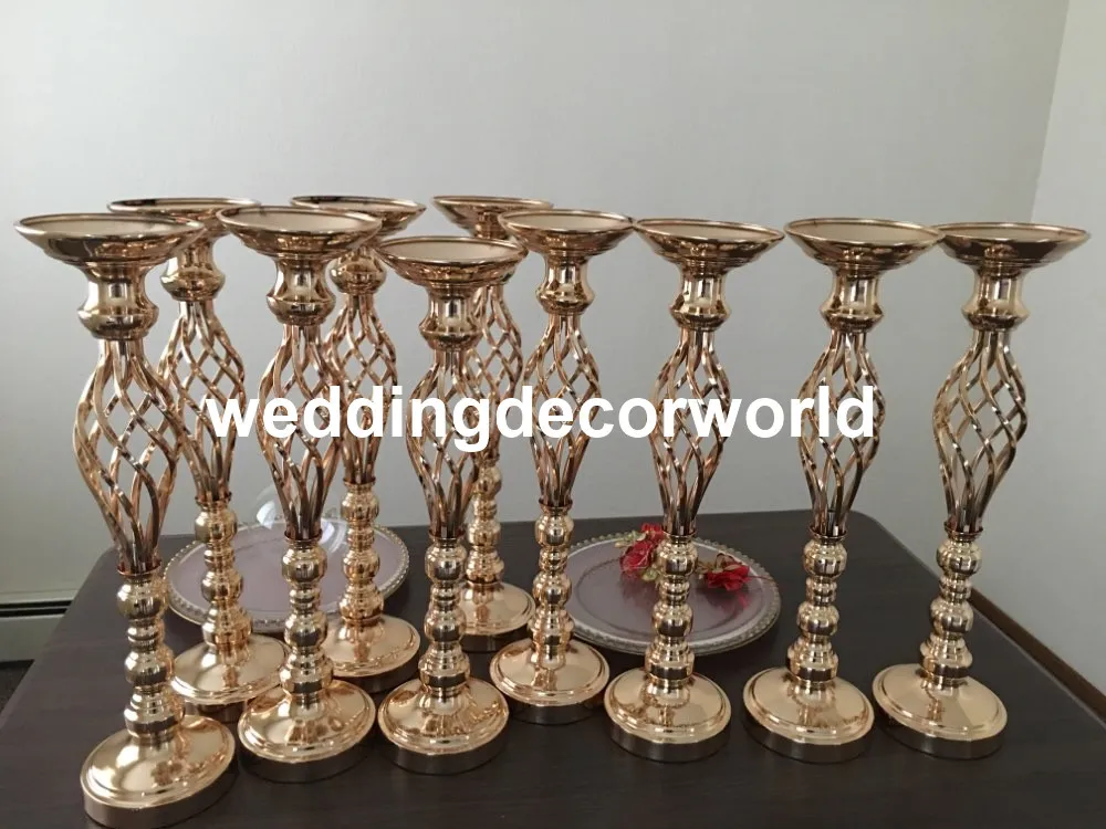 Gold flowercheap sale candle holder arrangement stand for table wedding centerpieces decor0797