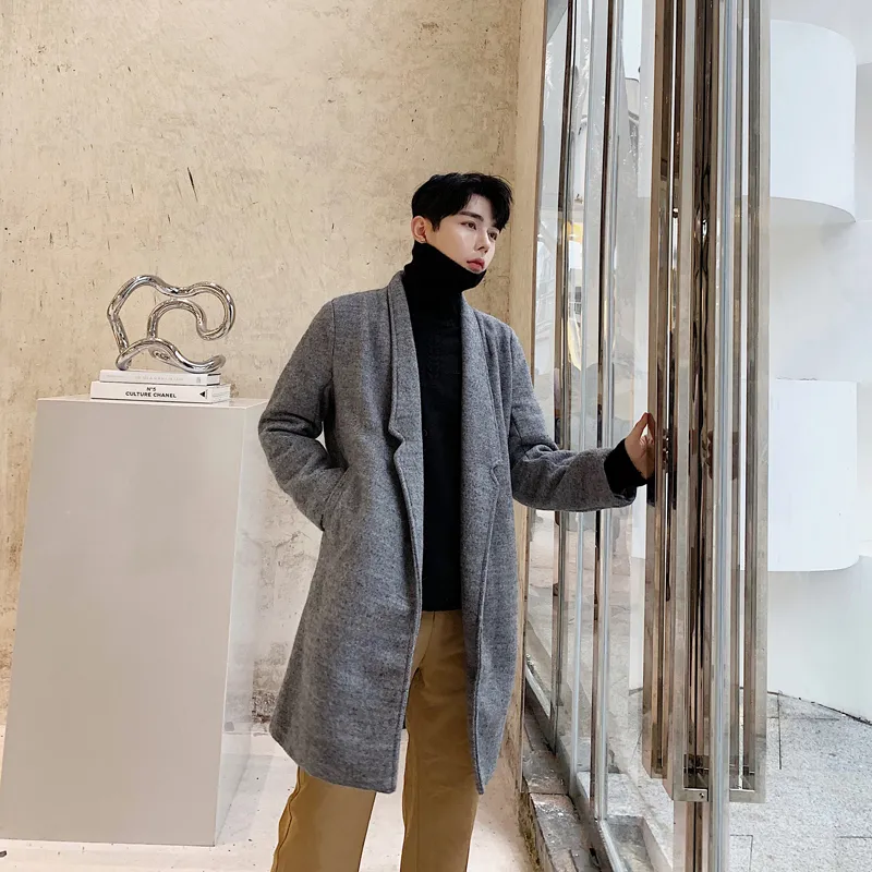 最新コレックション 19年秋と冬の新しい韓国人の男性のファッションルーディングライト高級スタイルのトレンド長袖の長いトレンチコート 100 の保証 Orplid Frankfurt De