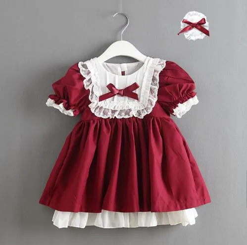 One Piece Retail 2019 Girl Lace Spain vestidos Kids Girl Princess vestido tutu niños Sweet Luxury vestido con cintas