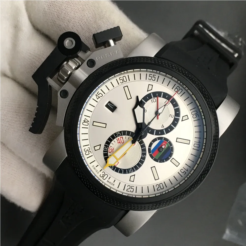 Chronofighter Oversize Watches The British Master Men tittar på 47mm Chronograph Quartz Movement Wristwatch för Big Wrist Gift2663