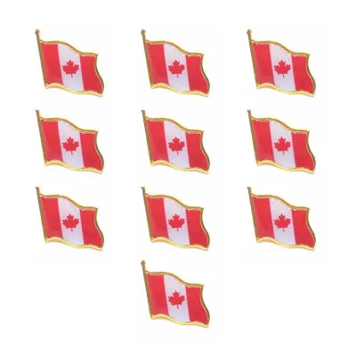 10 pçs/lote Alfinete de lapela da bandeira do Canadá Le Dominion du Canada Hat Tie Tack Pinos de crachá Mini broches para decoração de bolsas de roupas