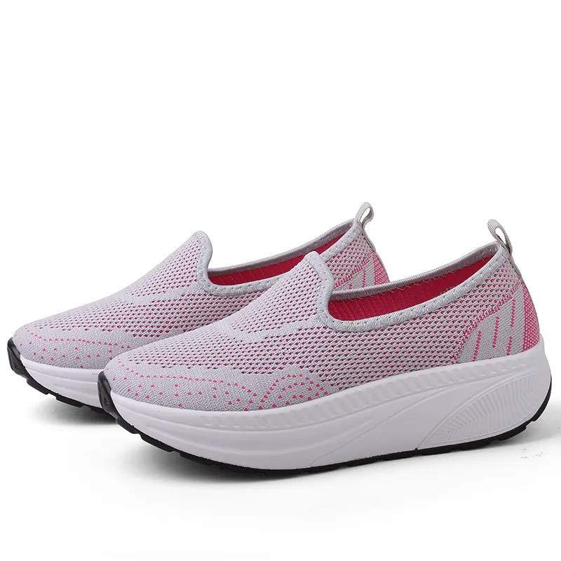 ホットセール - フラットプラットフォームシューズスリップオンレディースフィットネス靴Zapatos Mujer快適なソフトウェッジスニーカー最新