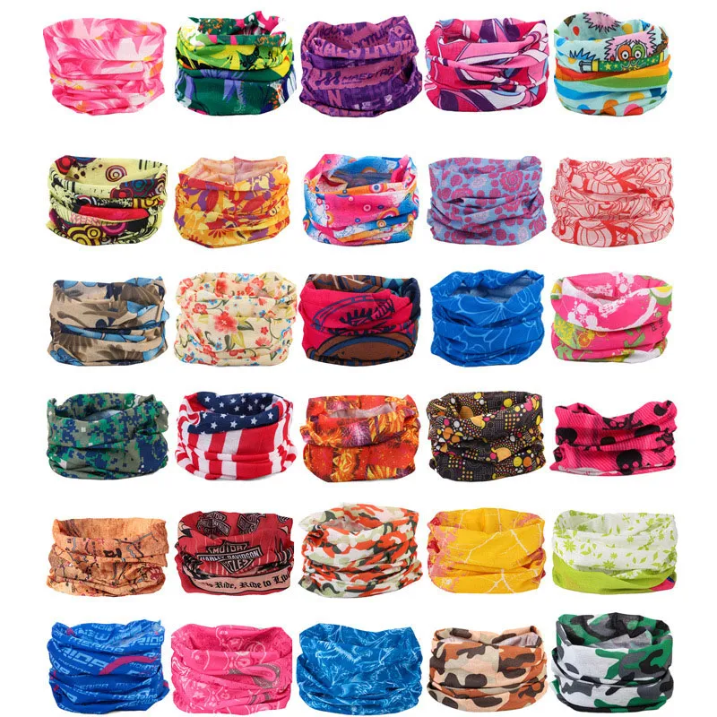 215 Design Bandanas Scarves Multifunctional Outdoor balaclava Cycling Masks Scarf Magic turban Sunscreen Hair band Riding Cap Multi Styles