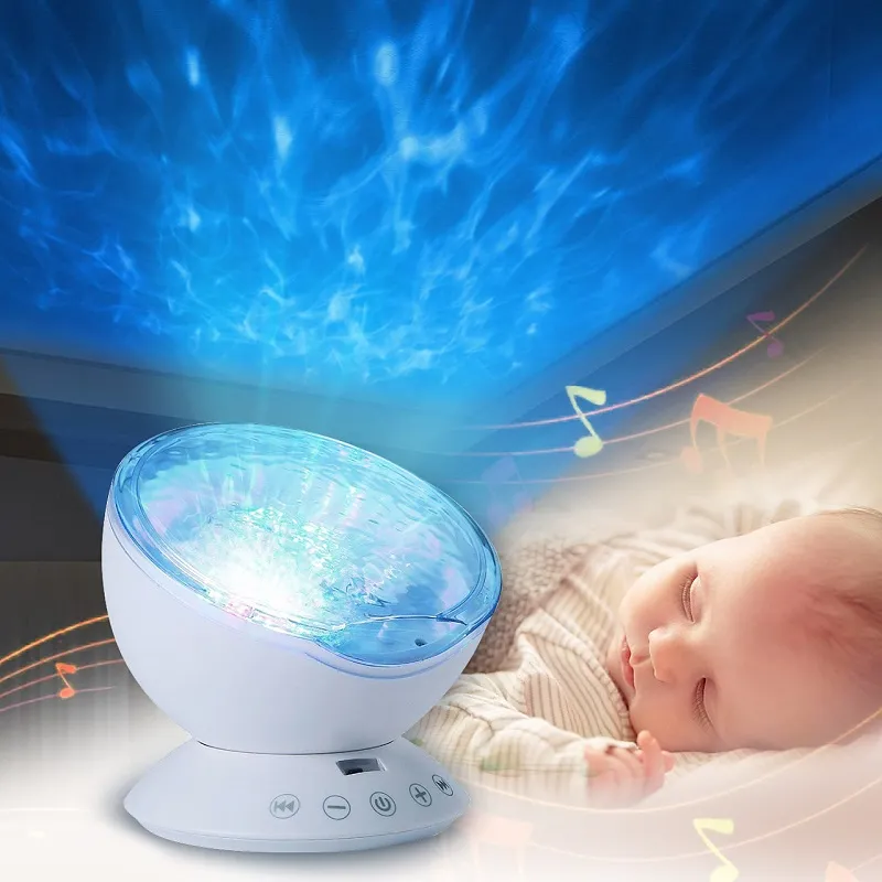 Bebê Luminous Brinquedos noite de sono Light Star Ocean Sky Wave Music Projector Jogador Lamp LED bebê Crianças presentes do sono apaziguar Luzes