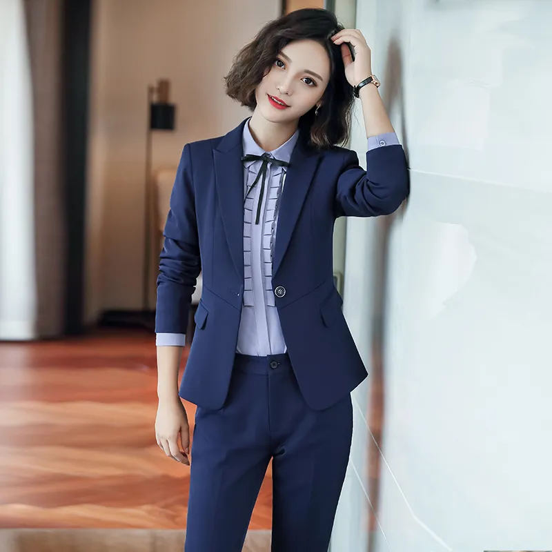 Women Formal Pant Suits For Office Lady Business Work Wear Uniform Plus ...