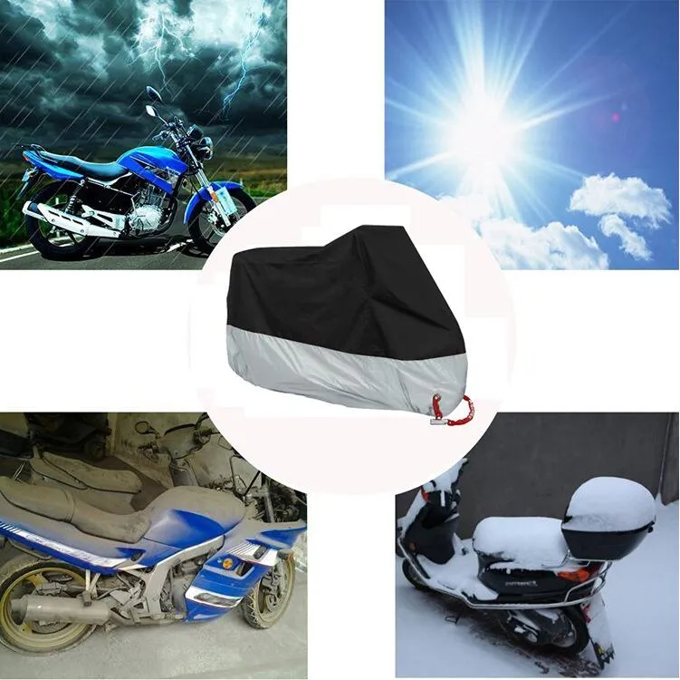 دراجة نارية تغطي تغطية دراجة خيمة القماش المغلق على مغامرة Moto Rain Cover معطف المطر 190T مقاوم للماء من البوليستر المغطى بالفضة 15 ألوان 6 ألوان للاختيار