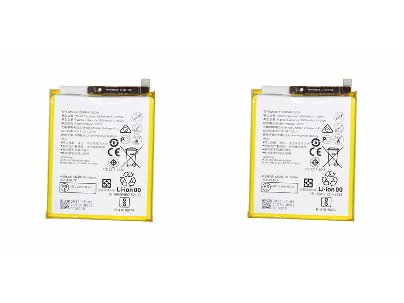 2x 3000mAh HB366481ECW Batteri för Huawei P10 Lite / P20 Lite P Smart 5.6 för Nova Lite G10 WAS-TL10 var-Al00 var-LX1 var-LX1A var-LX