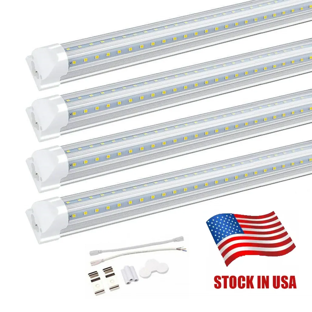 Estoque em US SMD 2835 T8 V em forma de Tubo LED integrado Double Line Bar Light 4ft 5ft 6ft 8f