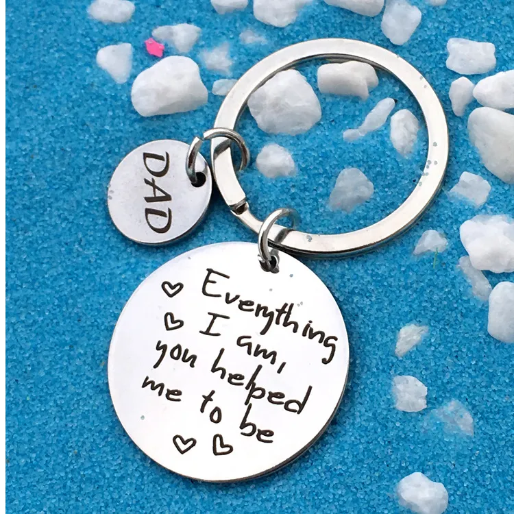Everything I Am To Be Dad Mom Metal Letter Key Chain Rings for Men Women Car Keys Ring Pendant Thank You Mother's Day Birthday Gift Wholesale Stainless Steel