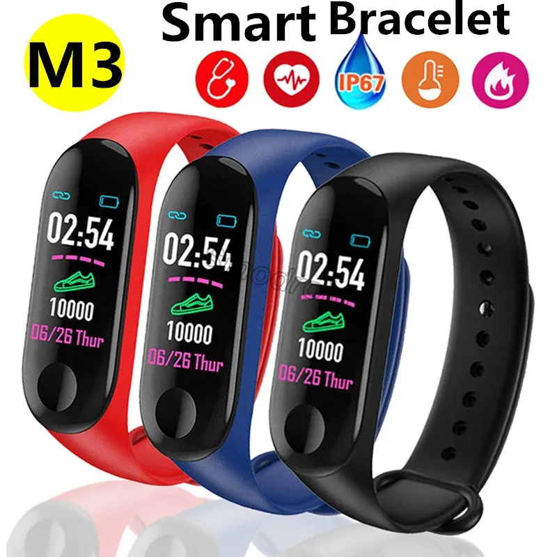 M3 Band Outdoor Sports Smart Armband Fitness Armband Falsche Herzfrequenz Anruf Erinnerung Armbänder Tracker M3 Smart Bracet 50 stücke DHL