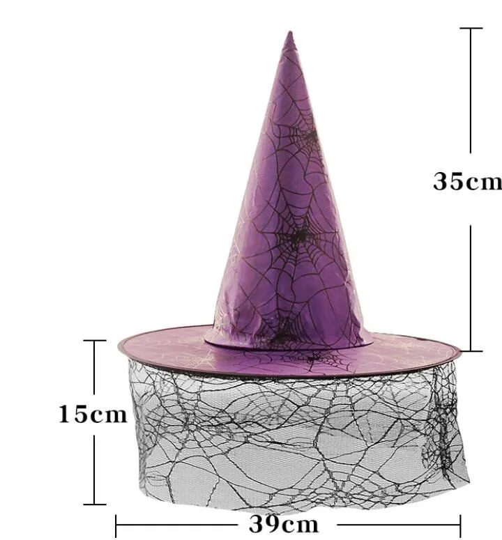 Дети фантазии ведьмы шляпа дети косплей Хэллоуин мастера крышка платья мяч кружево паук сетка шляпа фестиваль косплей украшение пропеллер
