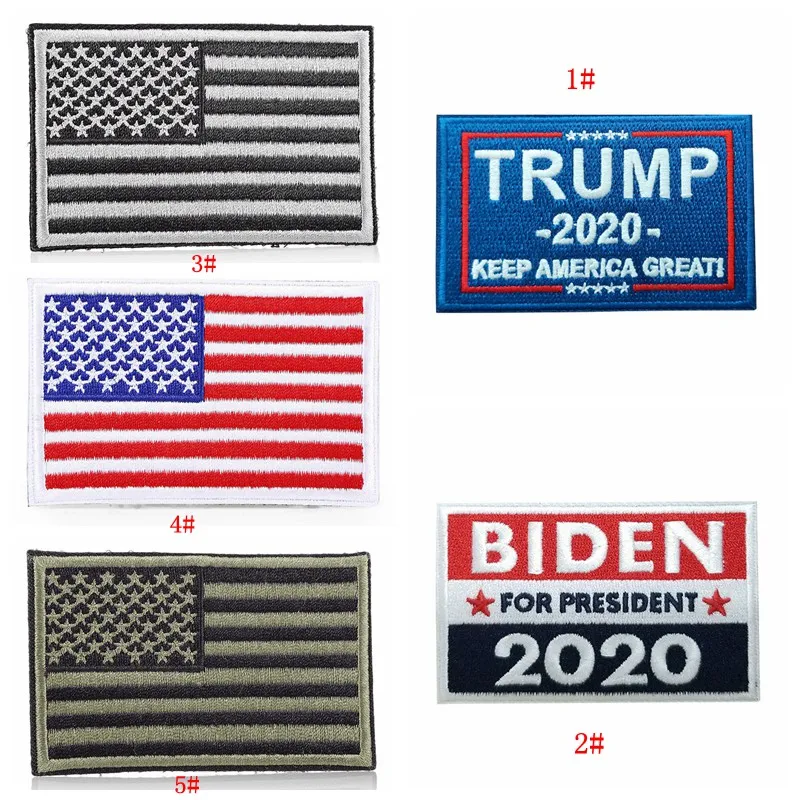 Gesticktes Aufkleberetikett mit amerikanischer Flagge, Trump Biden 2020, Präsidentschaftswahl, Stoffetikettenaufkleber Keep America Great, Stoffaufkleber DBC BH3828