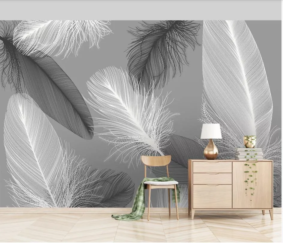 Feather background wall mural 3d wallpaper 3d wall papers for tv backdrop