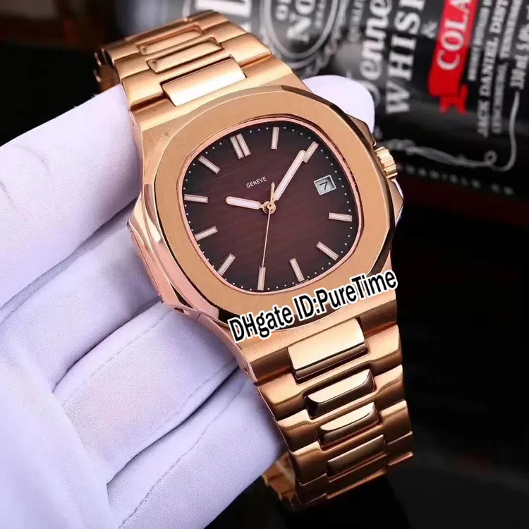 New Classic 5711/1A Rose Gold Brown Texture Dial 40mm A2813 Automatic Mens Watch Sports Watches Stainless Steel 6 Colors Puretime P280k11